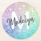 Pastel Glitzer Bokeh Hintergrund Glam Elegant Runder Pappuntersetzer (Vorderseite)