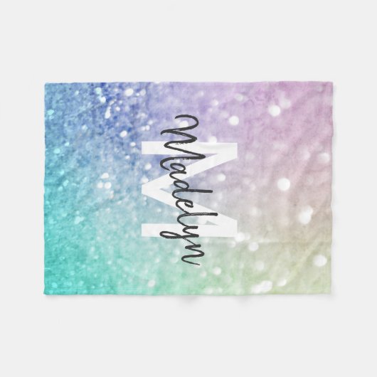 Pastel Glitzer Bokeh HintergrundGlam Elegant Glitt Fleecedecke (Vorderseite (Horizontal))