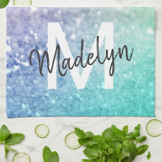 Pastel Glitzer Bokeh HintergrundGlam Elegant Glitt Geschirrtuch (Gefaltet)