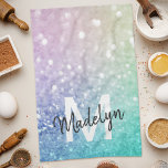 Pastel Glitzer Bokeh HintergrundGlam Elegant Glitt Geschirrtuch<br><div class="desc">Dieses farbenfrohe,  bunt gestylte Glitzer-Muster lässt sich einfach mit Ihrem individuelle Name und/oder Monogramm personalisieren.</div>