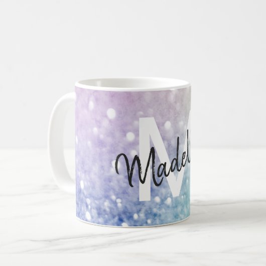 Pastel Glitzer Bokeh HintergrundGlam Elegant Glitt Kaffeetasse (Vorderseite Links)