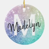 Pastel Glitzer Bokeh HintergrundGlam Elegant Glitt Keramik Ornament (Hinten)