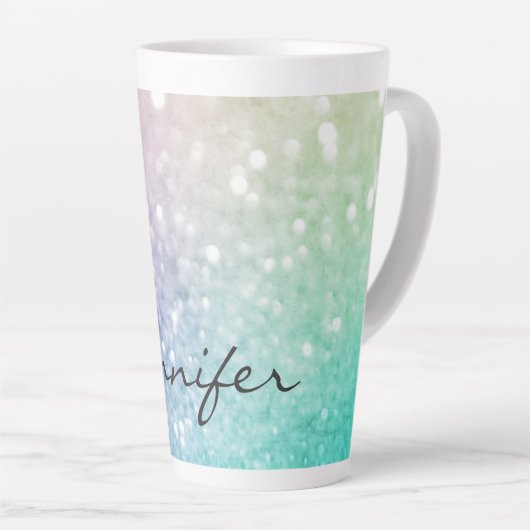 Pastel Glitzer Bokeh HintergrundGlam Elegant Glitt Milchtasse (Rechte Ecke)