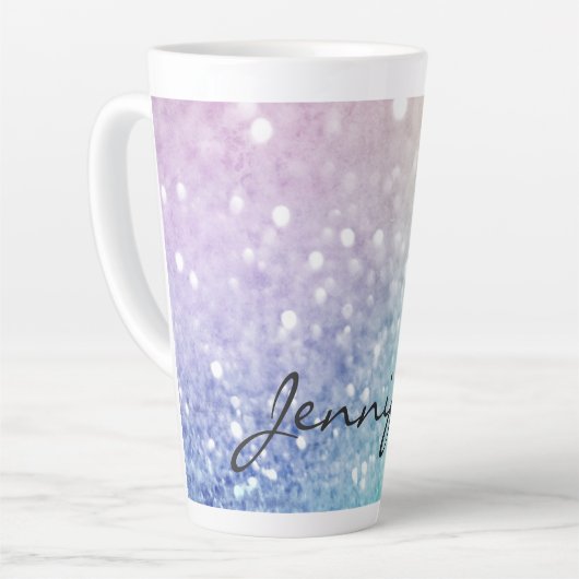 Pastel Glitzer Bokeh HintergrundGlam Elegant Glitt Milchtasse (Linke Ecke)