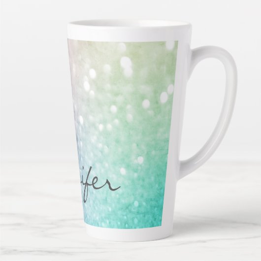 Pastel Glitzer Bokeh HintergrundGlam Elegant Glitt Milchtasse (Rechts)