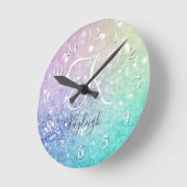 Pastel Glitzer Bokeh HintergrundGlam Elegant Glitt Runde Wanduhr (Winkel)