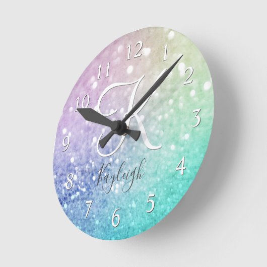 Pastel Glitzer Bokeh HintergrundGlam Elegant Glitt Runde Wanduhr (Winkel)