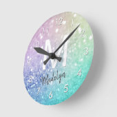 Pastel Glitzer Bokeh HintergrundGlam Elegant Glitt Runde Wanduhr (Winkel)