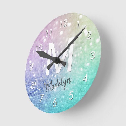 Pastel Glitzer Bokeh HintergrundGlam Elegant Glitt Runde Wanduhr (Winkel)