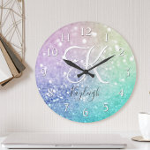 Pastel Glitzer Bokeh HintergrundGlam Elegant Glitt Runde Wanduhr