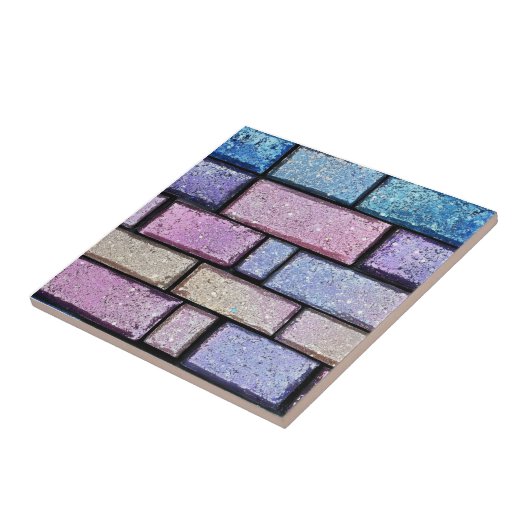Pastel Glitzer Brick Pattern Fliese (Seite)