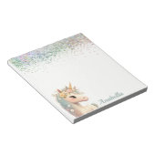 Pastel Glitzer Floral Baby Unicorn Notizblock (angewinkelt)