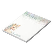 Pastel Glitzer Floral Baby Unicorn Notizblock (Rotiert)