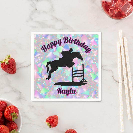 Pastel Glitzer Horse Girl Napkins Serviette (Beispiel)