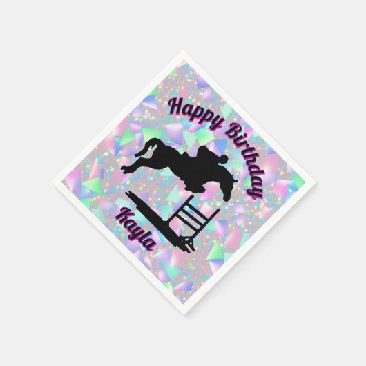 Pastel Glitzer Horse Girl Napkins Serviette (Ecke)