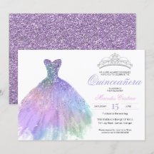Pastel Glitzer Mermaid Unicorn Rainbow Quinceañera