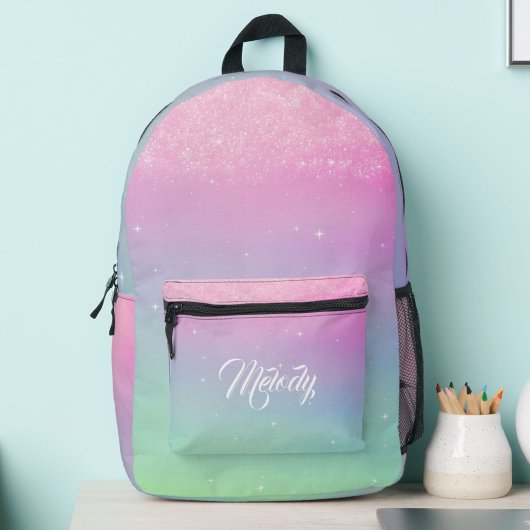 Pastel Glitzer Ombre Gradient Sparkle Bedruckter Rucksack