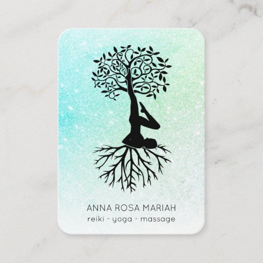 *~* Pastel Glitzer Ombre QR Tree of Life Yoga Visitenkarte (Vorderseite)