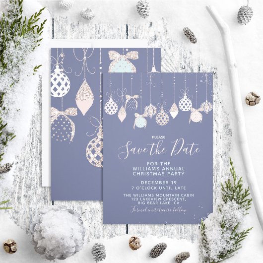 Pastel Glitzer Ornaments Xmas Party Save the Date