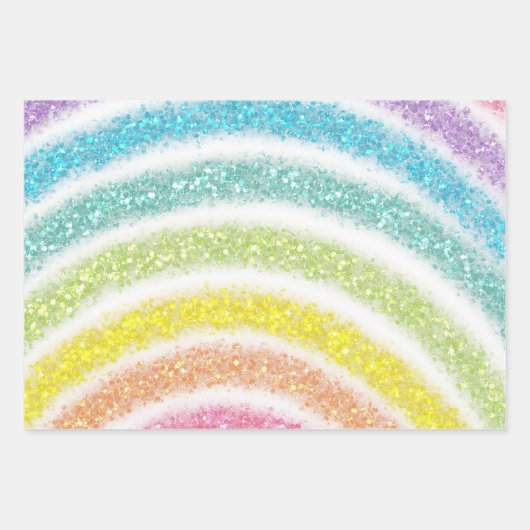 Pastel Glitzer Rainbow Geschenkpapier Set (Vorderseite 3)