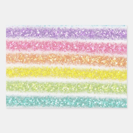 Pastel Glitzer Rainbow Geschenkpapier Set (Vorderseite 2)