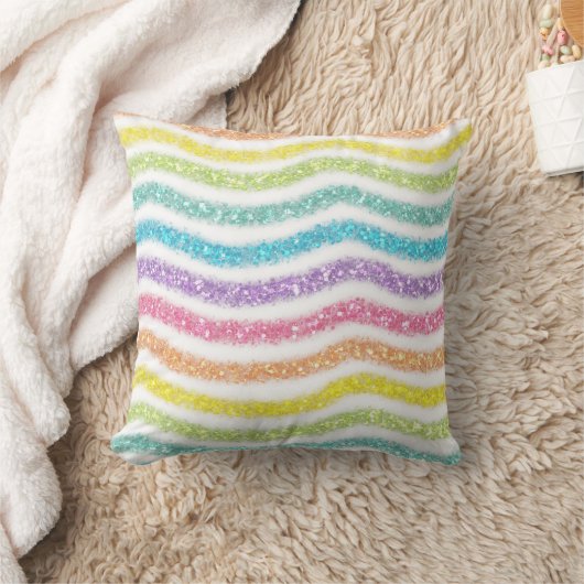Pastel Glitzer Rainbow Kissen (Decke)