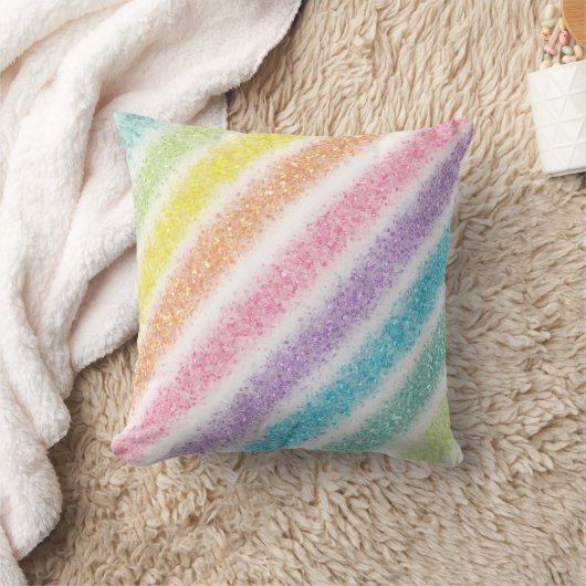 Pastel Glitzer Rainbow Kissen (Decke)