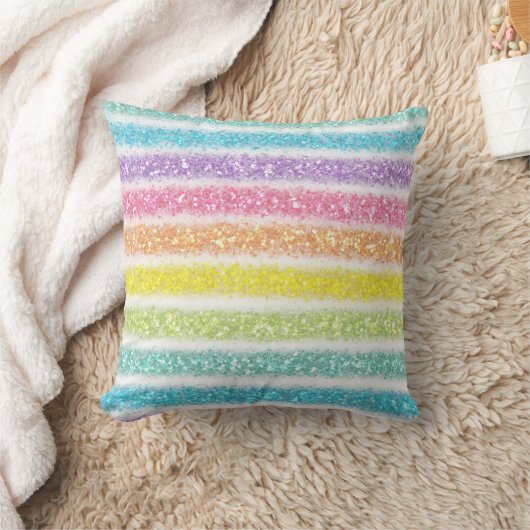 Pastel Glitzer Rainbow Kissen (Decke)