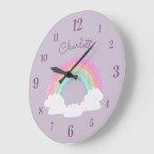 Pastel Glitzer Regenbogen mit Individuelle Name au Große Wanduhr (Winkel)