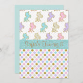Pastel Glitzer Unicorn Polka Dot Party Einladungen (Vorne/Hinten)