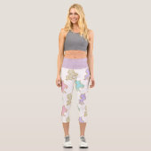 Pastel Glitzer Unicorns Capri Leggings (Vorderseite)