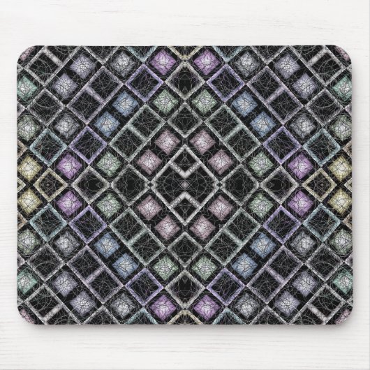 Pastel Glow Mosaic Mandala mit Silbergitter Mousepad (Vorne)