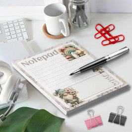 Pastel-Gnom & Pilz – Florales Frühlingsdesign Notizblock