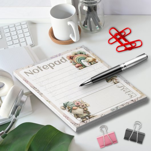 Pastel-Gnom & Pilz – Florales Frühlingsdesign Notizblock