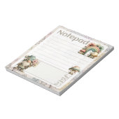 Pastel Gnome & Mushroom – Floral Spring Design Notizblock (Rotiert)