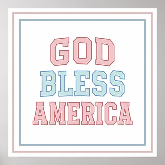 Pastel God Bless America Collegiate Bold Printed Poster (Vorne)