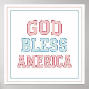 Pastel God Bless America Collegiate Fett Gedruckt Poster