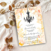 Pastel Gold Chic Floral Chandelier Bridal Shower Einladung