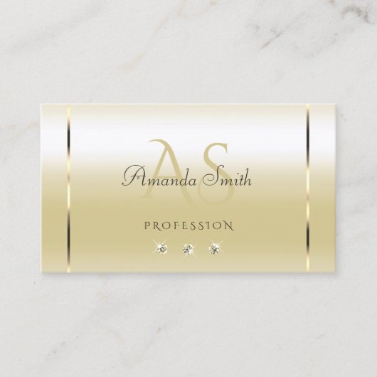 Pastel Gold Cream Effect Sparkle Diamonds Initiale Visitenkarte (Vorderseite)
