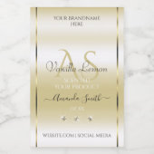 Pastel Gold Cream Product Labels Diamonds Initials Lebensmitteletikett (Einzelnes Label)