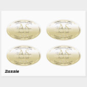 Pastel Gold Cream Product Labels Diamonds Initials Ovaler Aufkleber (Blatt)