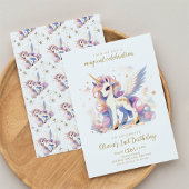 Pastel Gold Einhorn und Regenbogen Magischer Gebur Einladung