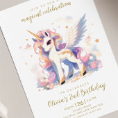 Pastel Gold Einhorn und Regenbogen Magischer Gebur Einladung
