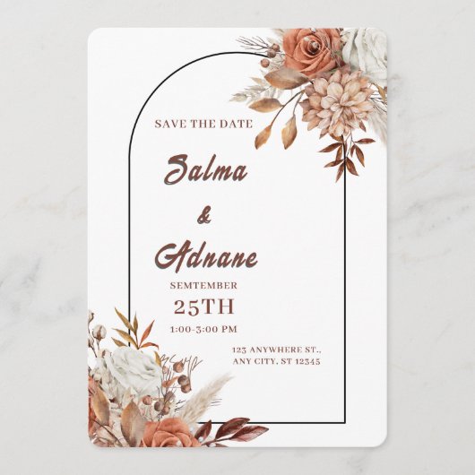 Pastel & Gold Floral Save the Date  (Vorderseite)