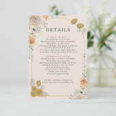 Pastel Gold Floral Wedding Enclosure Card  Begleitkarte (Stehend Vorderseite)