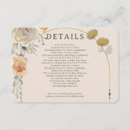 Pastel Gold Floral Wedding Enclosure Card Begleitkarte