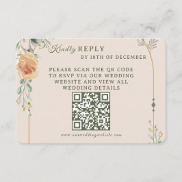 Pastel Gold Floral Wedding RSVP Card Karte