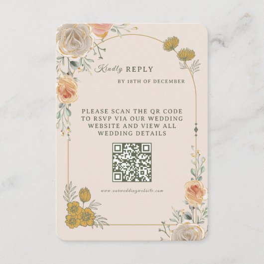Pastel Gold Floral Wedding RSVP Card Karte (Vorderseite)