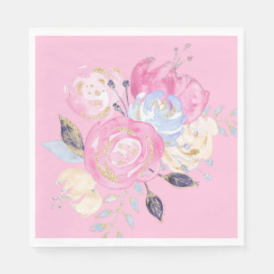 Pastel Gold Glitzer Blume Paper Teller Serviette