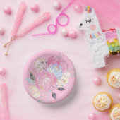 Pastel Gold Glitzer Blume Pappteller (Party)